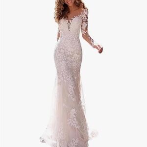 Elegant White Lace Evening Gown